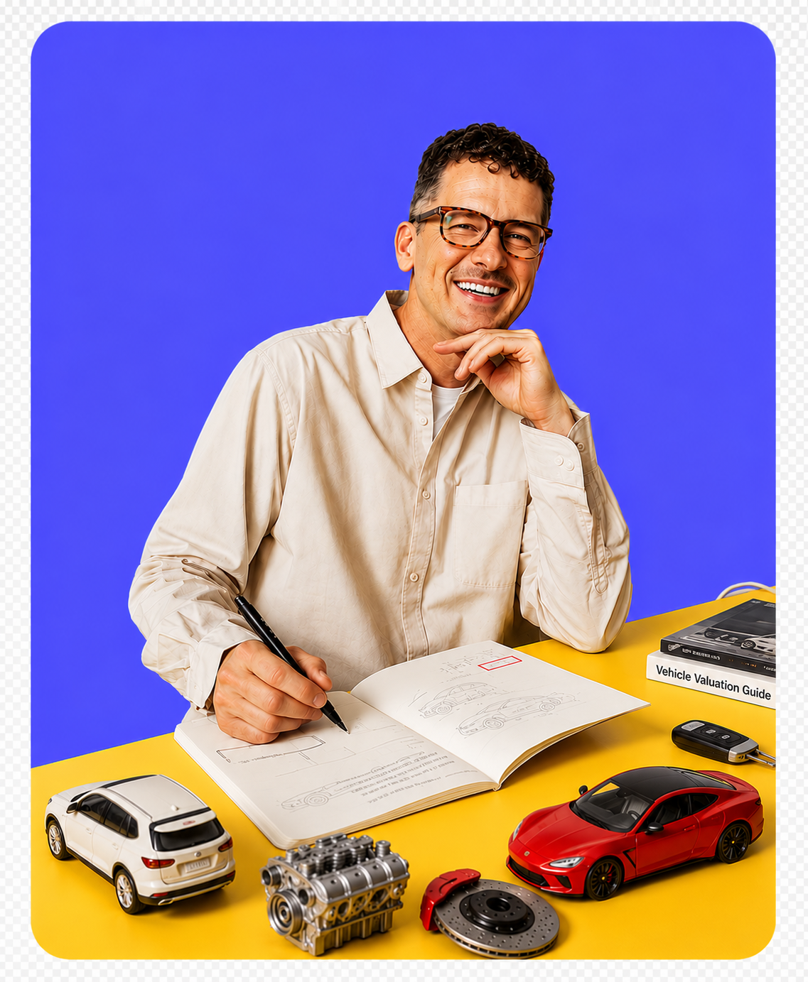 Independent licensed auto appraiser reviewing a vehicle valuation case
